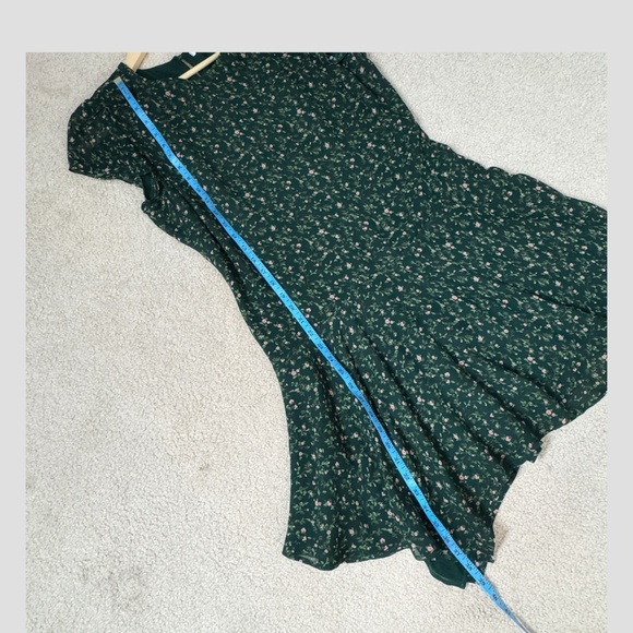 NWT Reformation Parish Dress Coriander Green Asymmetrical Hem Drop Waist Size 12 - Picture 12 of 14